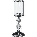 Chandelier bougeoir 1 bougie en verre et m�tal argent� parfait pour d�coration de table classique et ...