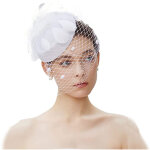 Chapeau bibi des ann�es 50 pour femme, voile, coiffure cocktail, th�, blanc
