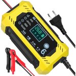 Chargeur de batterie intelligent 12 v 6 a, chargeur de batterie moto avec �cran tactile lcd, chargeur ...