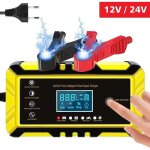 Chargeur de batterie de voiture ? 24v 12v / 8a chargeur de batterie intelligent, �cran lcd, mainteneur ...