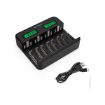 Chargeur piles ultra rapide ready pour 8aa ou 8aaa ou 4c ou 4d nimh / nicd - nx