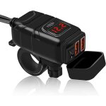 Chargeur usb moto qc3. 0 avec adaptateur sae, voltm�tre �tanche ip65 et protection de charge pour t�l�phone ...