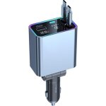 Chargeur de voiture rtractable 4 en 1, adaptateur 2 cbles rtractables, 66 w, usb c, charge rapide ...