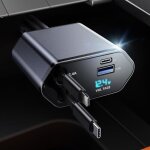 Chargeur de voiture rétractable 4 en 1 - adaptateur de chargeur de voiture rapide de 63 w - câbles rétractable ... Chargeur de voiture rétractable 4 en 1 - adaptateur de chargeur de voiture rapide de 63 w - câbles rétractable ...