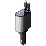Chargeur de voiture r�tractable 60 w, chargeur t�l�phone 4 en 1, c�bles charge rapide et adaptateur de ...