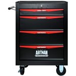 Chariot d'atelier m�tal 4 tiroirs 52, 4x33x77, 7cm - coffre � outils roulant avec glissi�res � billes, ...