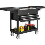 Chariot d'atelier, servante d'atelier sur roulettes avec plateau coulissant, tiroirs verrouillables, ...