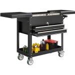 Chariot d'atelier, servante d'atelier sur roulettes avec plateau coulissant, tiroirs verrouillables, ...