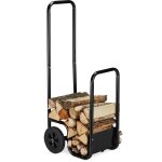 Relaxdays - chariot � bois, en acier, avec 2 roues, transport & stockage, jusqu'� 40 kg, panier � b�ches, ...