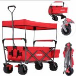 Arebos - chariot � bras pliable avec toit chariot � main diable de transport chariot d'outillage avec ...