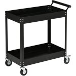 Chariot desserte d'atelier en acier 2 plateaux sur roulettes avec poign�e - charge max. 150 kg - 84, ...