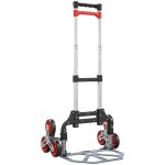 Chariot escalier pliable ? trolley � 6 roues, charge 70 kg, aluminium ? rouge