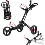 Relax4life - chariot de golf  3 roues pliant avec tableau de bord, porte - parapluie, chariot de golf ...