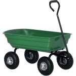 Chariot de jardin - outsunny - 100l charge 250 kg - 4 roues pneumatiques, poign�e r�glable - pour ext�rieur ...