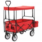 Chariot  main pliable avec toit acier rouge vidaxl