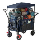 Chariot pliable relaxdays, 150 kg, toit, poign�e t�lescopique et de pouss�e, roues en caoutchouc avec ...