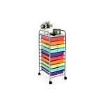 Chariot de rangement 10 tiroirs � roulettes, tour de rangement � roulettes, tiroirs en plastique&cadre ...