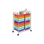 Goplus chariot de rangement avec 20 tiroirs, tour de rangement desserte a roulettes avec 4 roulettes ...