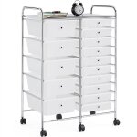 Chariot de rangement plastique desserte  roulettes tour de rangement avec 15 tiroirs multicolores 4 ...