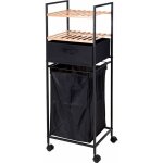 Bathroom solutions - chariot de salle de bain avec tagres et sac  linge, 2en1, bambou