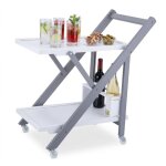 Chariot de service relaxdays en bambou, porte - bouteilles, � roulettes 2 �tages, h x l x p: 70 x 44 ...