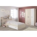 Charlemagne chambre enfant complete - tete de lit + lit + armoire - style contemporain - decor acacia ...