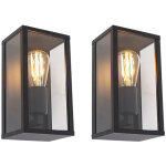 Charlois - applique murale - 1 lumi�re - l 14 cm - noir - rustique - �clairage ext�rieur - qazqa