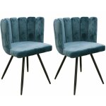 Altobuy - charlotte - lot de 2 chaises velours bleu