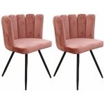 Charlotte - lot de 2 chaises velours rose