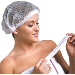 Charlottes jetables pour cheveux 100 pi�ces (blanc) - bouffants respirants et r�sistants masque de protection ...