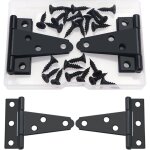 Charni�res en t de 50 mm, 4 pi�ces, en m�tal, avec 24 vis, pour porte de grange, abri de jardin, noir ...