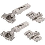 Charni�re de meuble (2 pi�ces, 110�, droite, avec ressort, vis, but�e d'angle, plaque de montage transversale ...