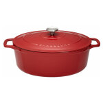 Chasseur - cocotte ovale 31 cm chasseur rouge uni interieur sable