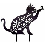Vurahome - chat decoration jardin, metal chat noir deco, deco jardin exterieur, piquet de figurine de ...