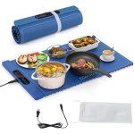 Chauffe plat �lectrique pliable pour aliments, tapis chauffant avec temp�rature et minuterie r�glables, ...