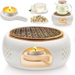 Chauffe - th�i�re en c�ramique petit r�chaud avec bougeoir et tapis isolant design sculpt� creux maintien ...