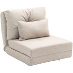 Chauffeuse canap� - lit convertible fauteuil 1 place avec 1 coussin avec dossier r�glable, beige - beige ...