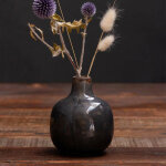 Vase cramique gris fonc 9x9cm