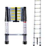 Chelle télescopique de 3. 2m Échelle escamotable réglable en aluminium Échelle pliable portable 10 marches ... Chelle télescopique de 3. 2m Échelle escamotable réglable en aluminium Échelle pliable portable 10 marches ...