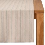 Chemin de table lin et coton beige, bleu 50 x 150 cm - pardigon 0006