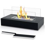 Chemin�e bio�thanol?chemin�e �thanol de table - portable, r�ctangulaire, noir, en acier inoxydable, 2 ...