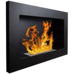 Divina fire ? chemin�e bio�thanol murale ou encastrable pisa nero ? dimensions 65x12x40 cm ? br�leur ...
