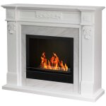 Chemin�e � bio�thanol sur pied avec cadre blanc effet marbre truman