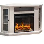 Chemin�e �lectrique d'angle madison sur pied en bois blanc, l126xp78xh83