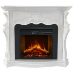 Chemin�e �lectrique sur pied parigi en bois blanc l123xp39xh100