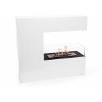 Purline - chemine  l'thanol au sol en acier blanc et verre tremp