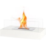 Chemin�e de table rectangulaire 35 cm bio�thanol sans ventilation int�rieur ext�rieur blanc