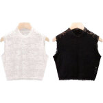 Chemisier �l�gant � col roul� en dentelle pour femme, faux col, demi - col, pull sans manches, sous - ...