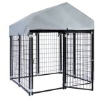 Wiltec chenil avec b�che toiture ? 121 x 121 x 137 cm ? enclos ext�rieur pour chiens et chiots ? cage ...