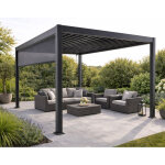 Cherry - pergola bioclimatique + store 4m - aluminium - 4x3m - gris anthracite - gris anthracite